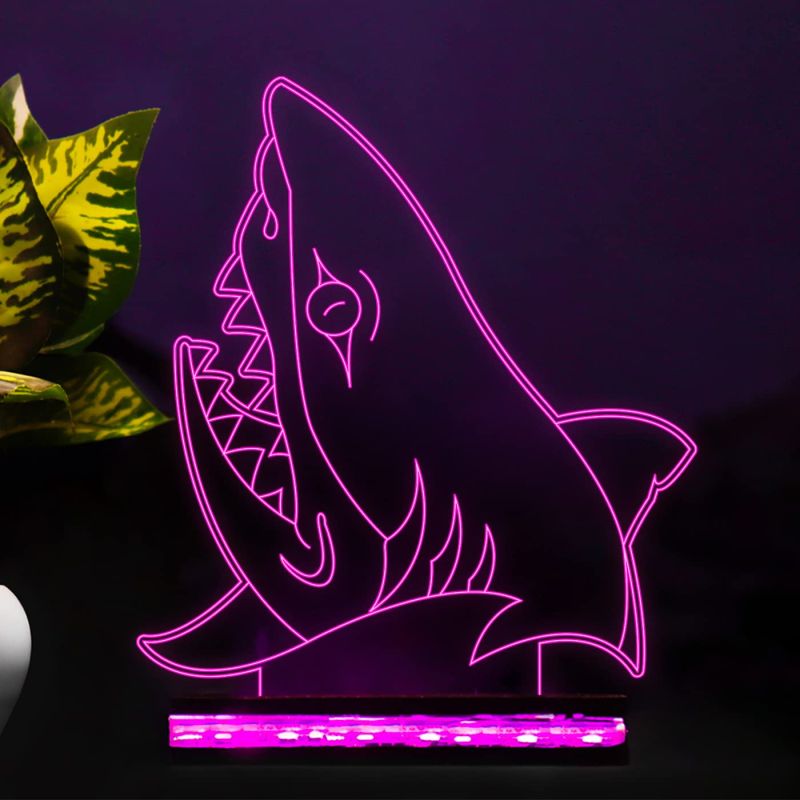 3D Illusion Shark Fish Night lamp 16 Color Changing Light with Remote Control